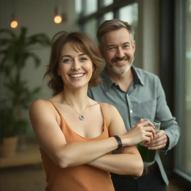 Happy mature couple, looking healthy after weight loss.