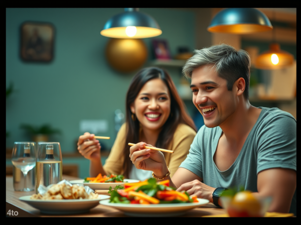 A good-looking man and a cute woman are looking happy after Keto Diet.