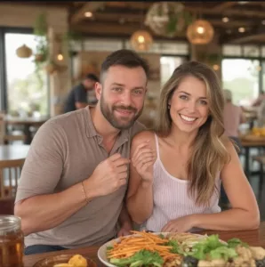 happy looking couple eating healthy. keto Diet. 